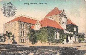 Honolulu Hawaii Bishop Museum, Hand Colored Vintage Postcard U8470