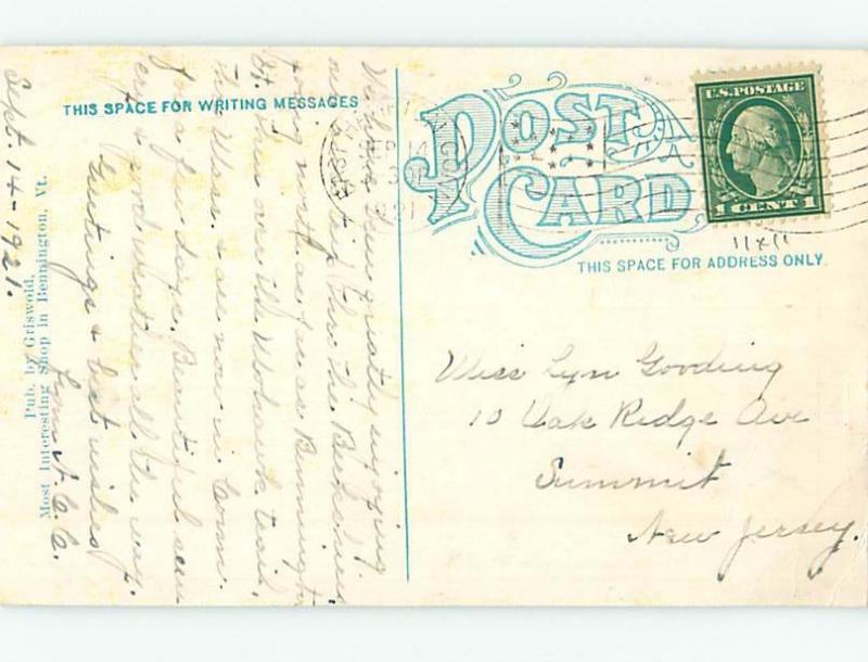 Divided-Back MONUMENT Bennington Vermont VT HJ8072