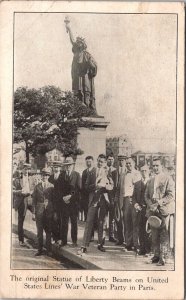 US Lines War Veteran Party in Paris, Orig Statue of Liberty Vintage Postcard X46