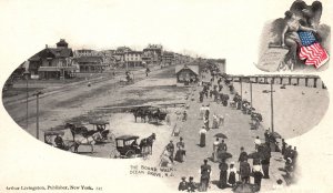 Vintage Postcard View Boardwalk Ocean Grove New Jersey NJ Arthur Livingston Pub.