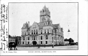 Rushville Indiana Courthouse Postcard Horse & Buggy  1907 PM-  A27 