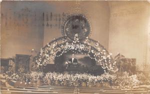 C33/ Cohoes New York NY Real Photo RPPC Postcard 1909 Church Interior Flowers