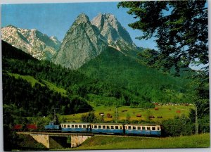 Postcard Germany Garmisch-Partenkirchen Bavarian Zugspitze Railway train