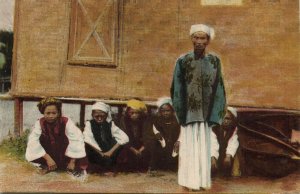 burma, Karen Leader with Followers (1910s) Italian Mission Postcard