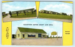 DAWSON, GA~ CLEARVIEW MOTOR COURT & GRILL c1950s Roadside Dawson County Postcard