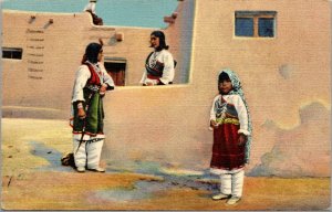 Vtg Albuquerque NM Isleta Indians Isleta Pueblo Morning Greetings 1940s Postcard