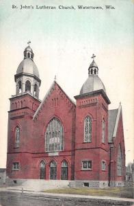 Watertown Wisconsin St Johns Lutheran Church Antique Postcard K13967