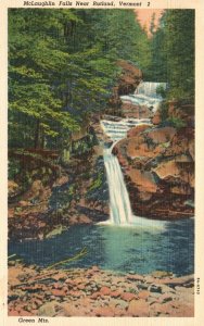 Vintage Postcard 1930's Water Falls McLaughlin Falls Near Rutland Vermont VT