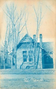 Undiv. Back Cyanotype RPPC Postcard; The Manse, Brick House, Unknown US Location