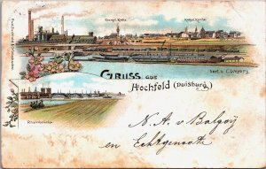 Germany Gruss aus Hochfeld Duisburg Litho Postcard C291