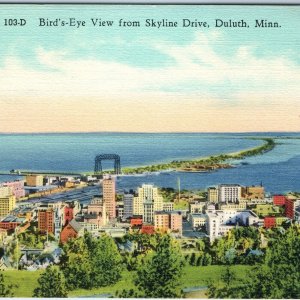 1937 Duluth, MN Birds Eye from Skyline Drive Shipping Canal Lift Full Bleed A228