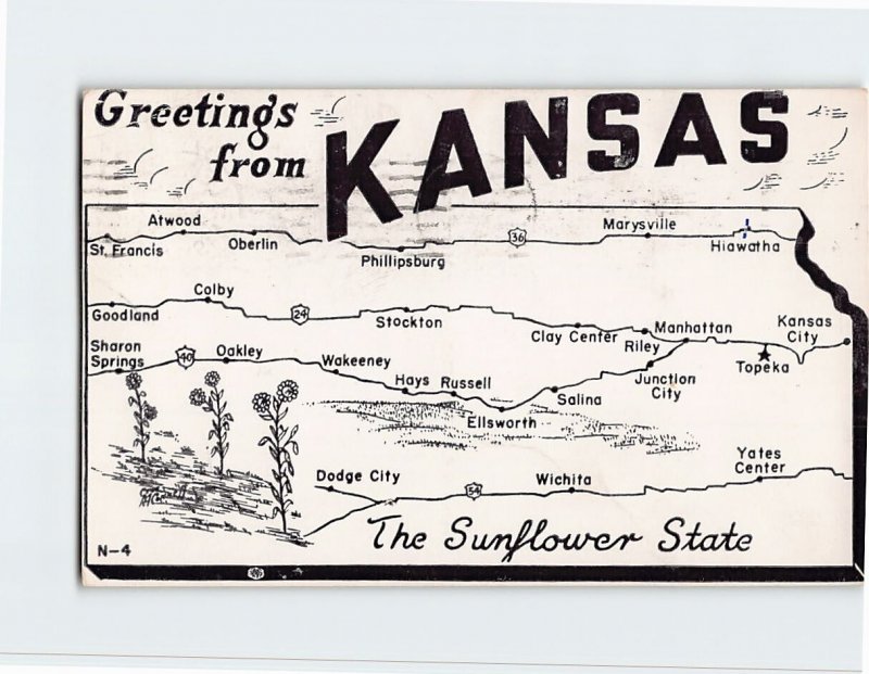 Postcard The Sunflower State, Greetings from Kansas