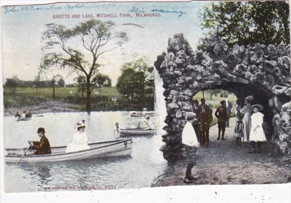 Wisconsin Milwaukee Grotto and Lake In Mitchell Park 1910