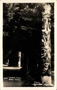 Sitka Alaska AK Lovers Lane Totem Poles Vintage Real Photo Postcard