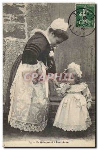 Old Postcard Folklore De Pont has Quimperle L & # 39Aven Women Children