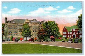 1948 Bethel College Exterior Building Classic Cars Field Newton Kansas Postcard