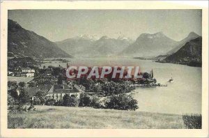 Old Postcard Lake Annecy Talloires and Lake background