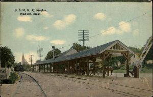 Hudson Massachusetts MA Railroad Train Station Depot c1910 Postcard