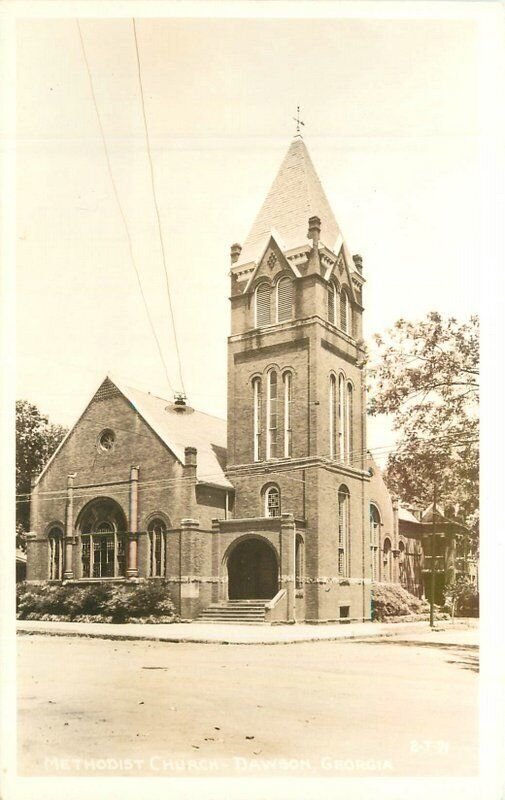 Georgia Dawson Methodist Church 1940s RPPC Photo Postcard 22-7678