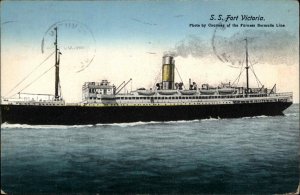 Steamer SS Fort Victoria Steamship 1926 Bermuda Cancel Vintage Postcard