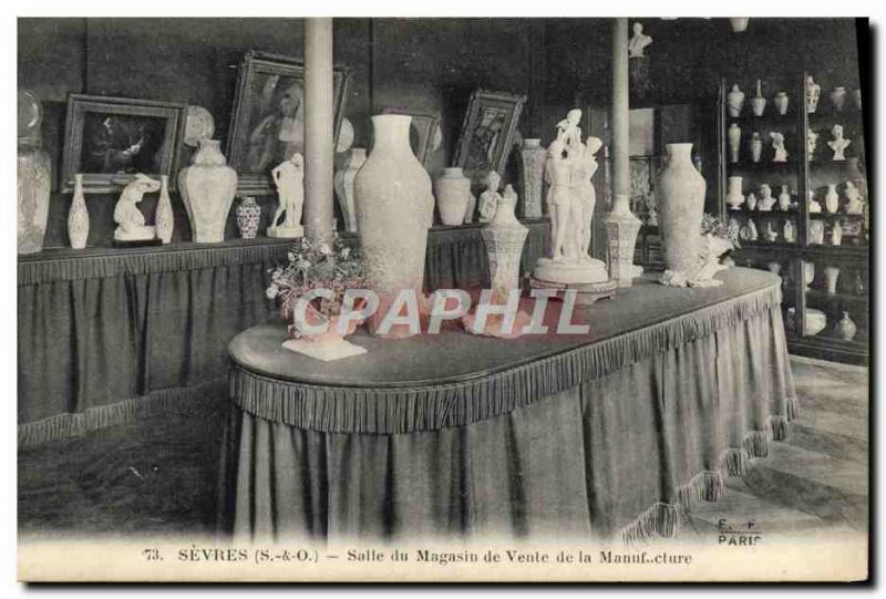 Old Postcard Pottery Ceramic Sevres Hall of the Manufacture shop selling