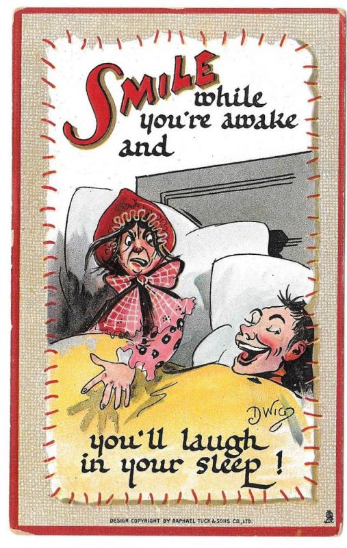 Dwig Artist Signed Tuck Postcard Smile While You're Awake 