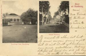 indonesia, JAVA BANDUNG, Landraad Zaal, Groote Postweg (1899) Postcard