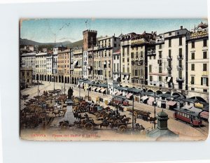 Postcard Piazza del Banco S. Giorgio, Genoa, Italy