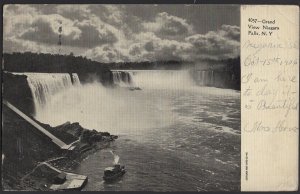 New York NIAGARA FALLS Grand View Pub Souvenir Post Card Co. pm1906 ~ Und/B