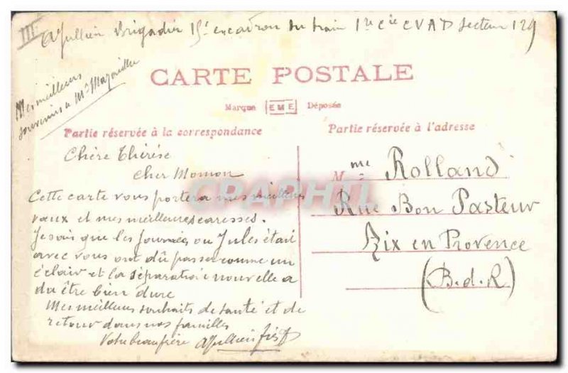 Old Postcard Fancy (drawing hand) Flags Flowers