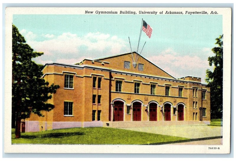 c1940's New Gymnasium Building University Of Arkansas Fayetteville AR Postcard