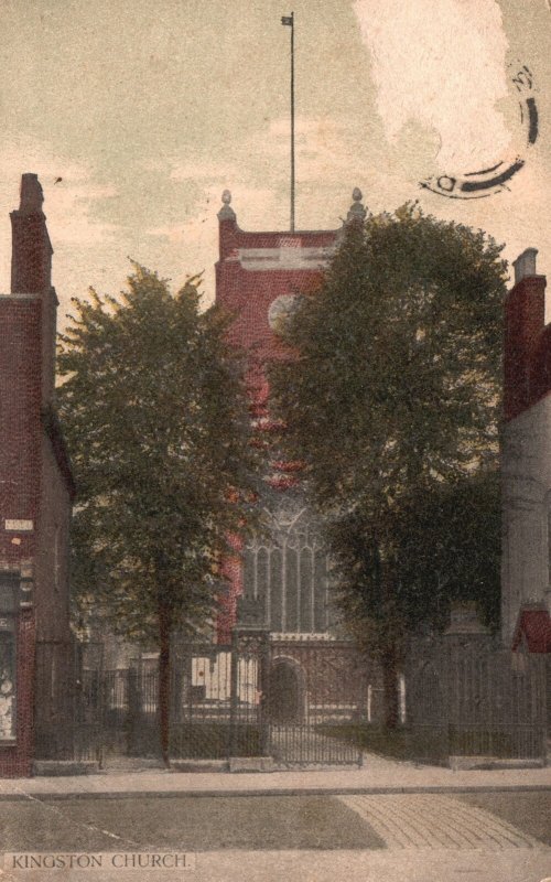 Vintage Postcard Kingston Church Religious Building Parish Landmark Thames UK