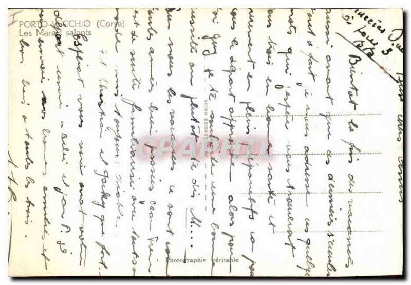 Postcard Old Salt marshes Porto Vecchio Corsica