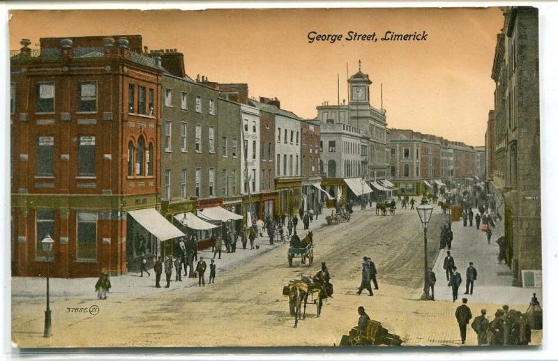 George Street Scene Limerick Ireland 1910c postcard