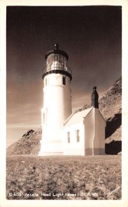 Florence Oregon Heceta Head Light House, Real Photo Vintage Postcard U14293