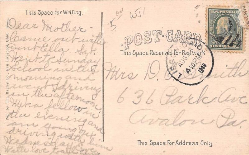 Ohio Postcard 1909 WEST POINT Birdseye View Power Plant?