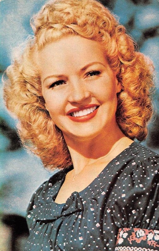 BETTY GRABLE Actress Movie Star Chrome Vintage Postcard