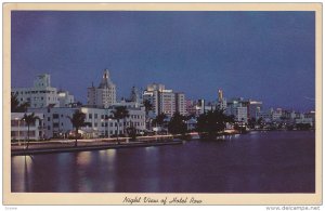 Night View of Hotel Row and Indian Creek, Miami Beach, Florida, PU-1963