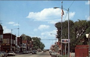 Phillips Wisconsin WI Mobil Gas 1970s Cars Street Scene Vintage Postcard