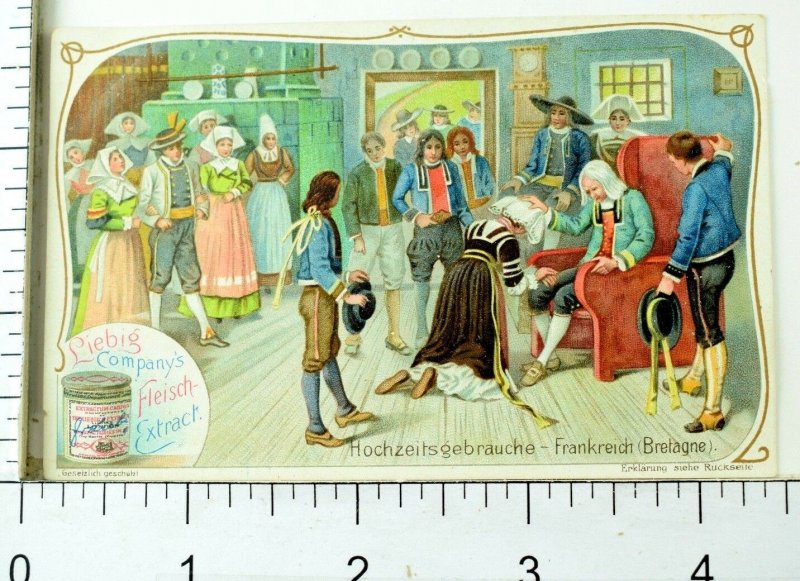 1880's Wedding Celebrations Europe Scenes Liebig Victorian 6 Trade Card Set K91