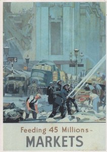 Firefighters Fireman Feeding 45 Million Markets War Poster Postcard