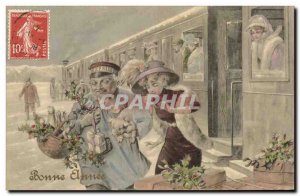 Old Postcard Train Happy Valentine Pig