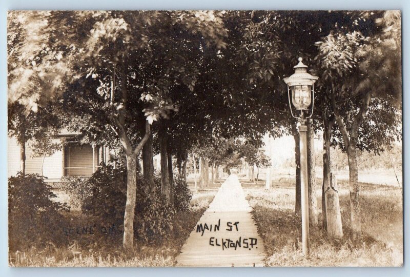 Elkton South Dakota SD Postcard RPPC Photo Scene On Main Street c1910's Antique