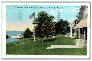 1933 Beautiful Spot Butte Des Morts Oshkosh Wisconsin Antique Vintage Postcard