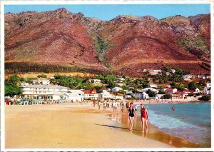CONTINENTAL SIZE POSTCARD ON THE BEACH AT GORDON'S BAY SOUTH AFRICA 1970s/1980s