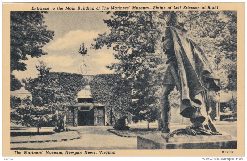 NEWPORT NEWS, Virginia, 1900-1910´s; The Mariners´ Museum, Entrance To The ...