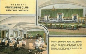 Sheboygan Wisconsin Wegner's Heidleburg Club Kropp Interior Postcard 21-4897