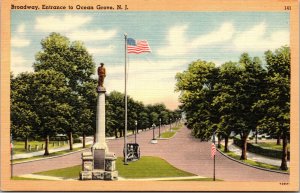 Vtg 1950 Broadway Entrance to Ocean Grove New Jersey NJ Linen Postcard