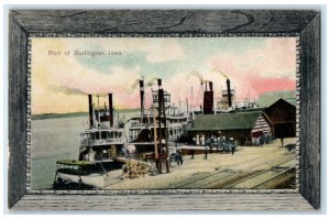 1909 View Of Port Of Burlington Iowa IA, Steamer Ship Posted Antique Postcard