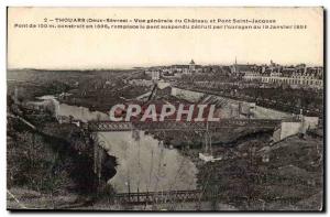 Thouars Old Postcard General view of the castle and bridge Saint Jacques